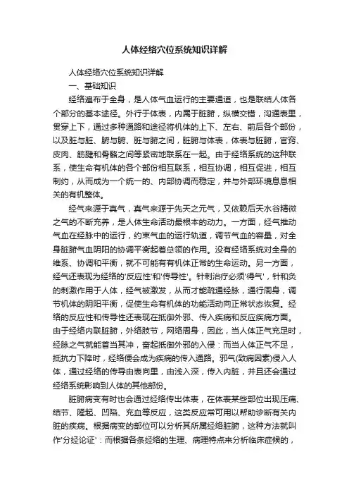 人体经络穴位系统知识详解