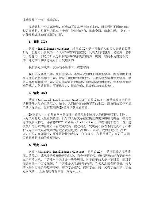 成功需要“十商”成功励志