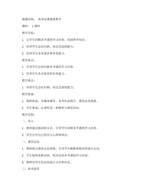 美术结课微格教案模板范文