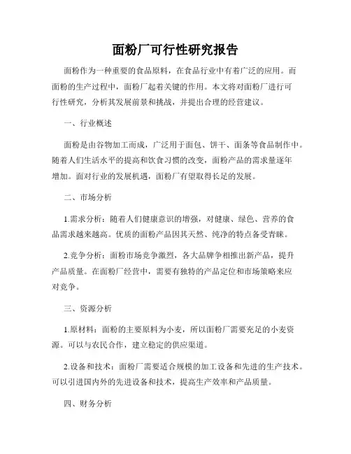 面粉厂可行性研究报告
