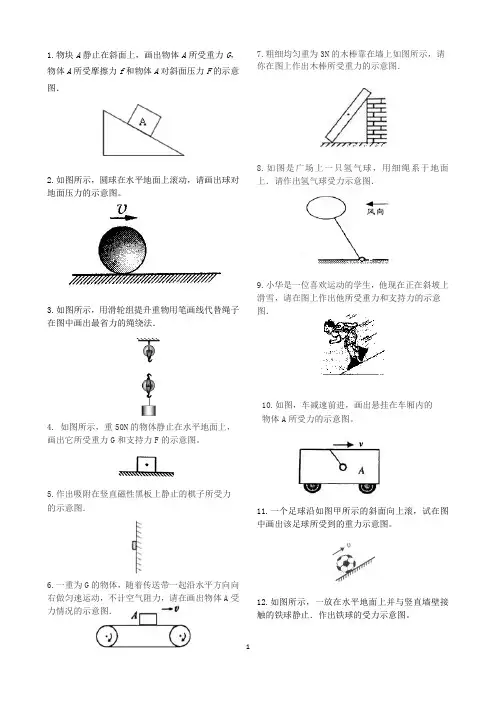 初中物理：力学作图题