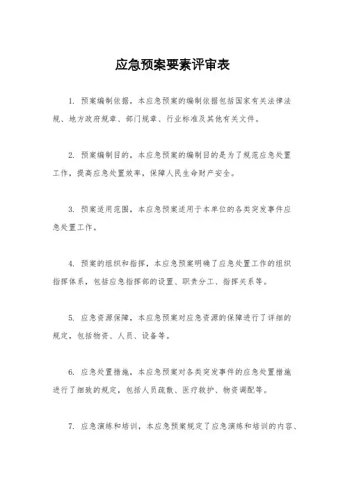 应急预案要素评审表