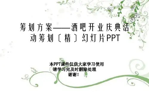 策划方案——酒吧开业庆典活动策划(精)幻灯片PPT