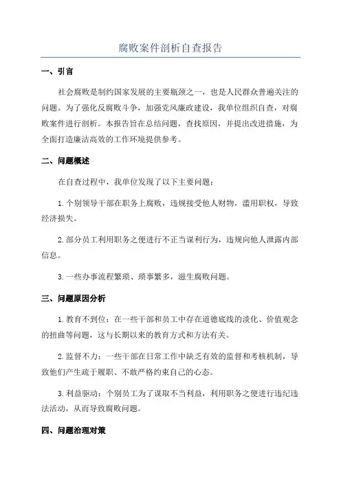 腐败案件剖析自查报告