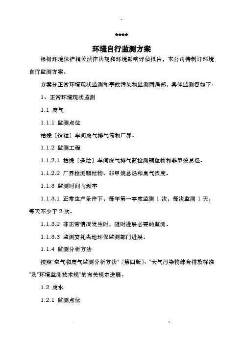 环境自行监测计划