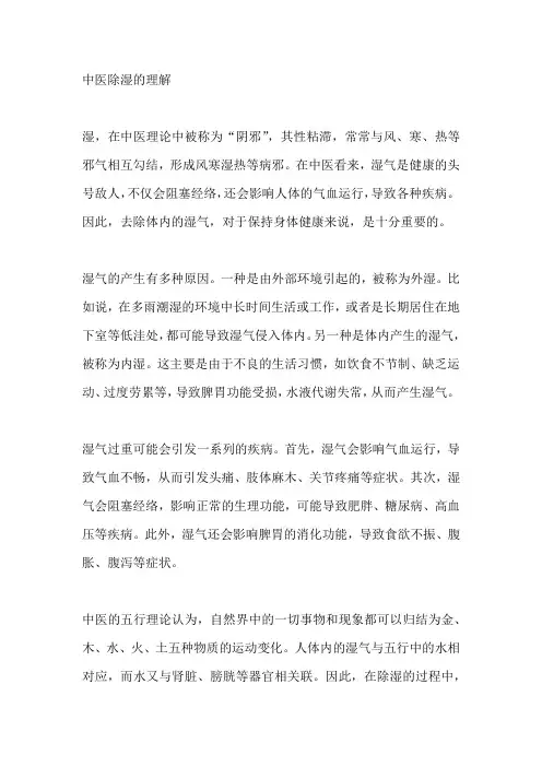 中医除湿的理解