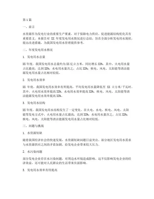 年度发电用水总结报告(3篇)