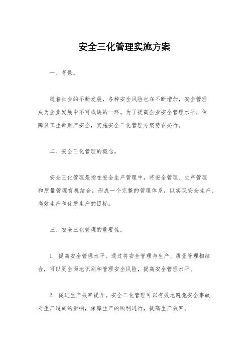 安全三化管理实施方案