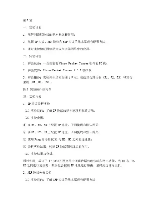网络层协议实验报告(3篇)