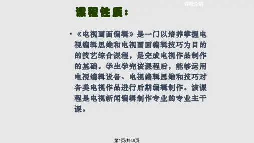 电视画面编辑总复习资料PPT课件