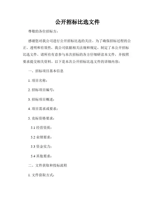 公开招标比选文件
