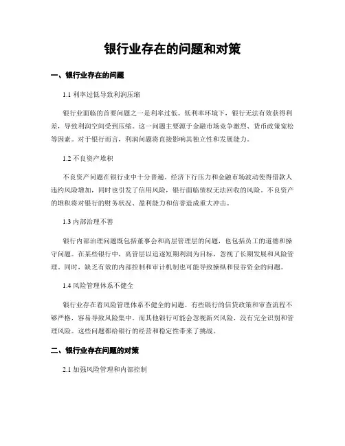银行业存在的问题和对策