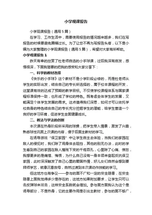 小学观课报告