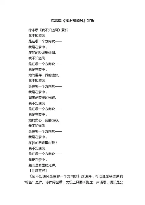 徐志摩《我不知道风》赏析