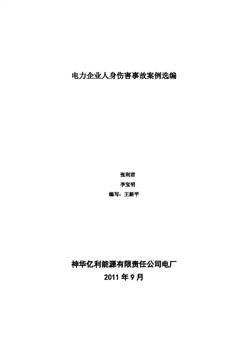 电力企业人身伤害事故案例选编