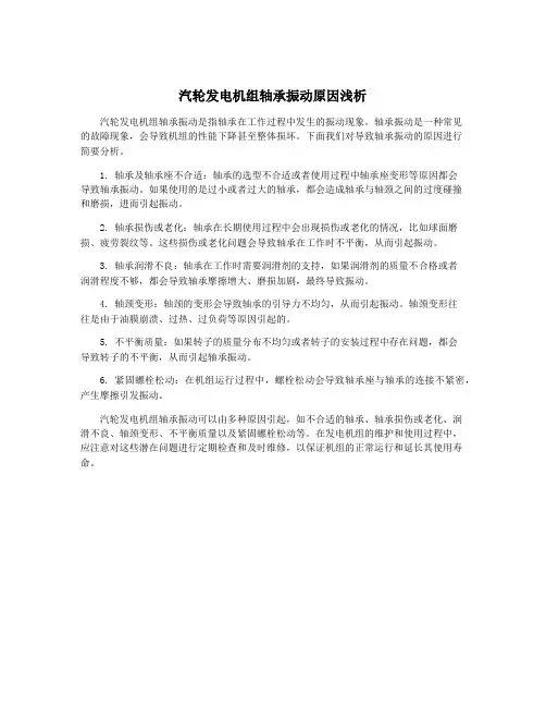 汽轮发电机组轴承振动原因浅析