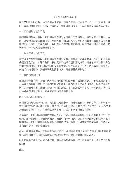 推进项目工作情况汇报