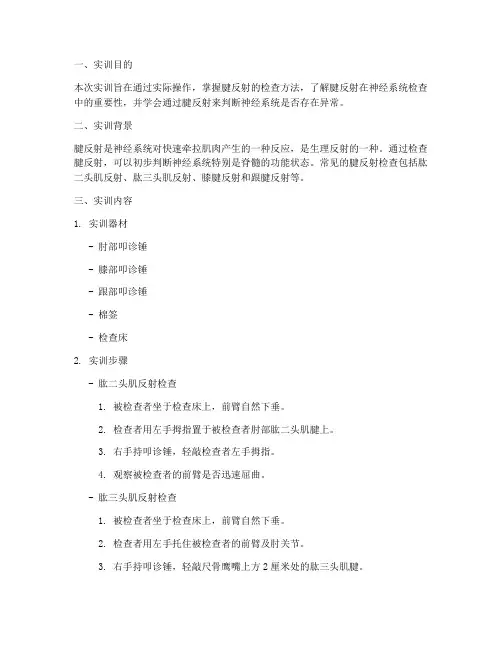 腱反射的实训报告