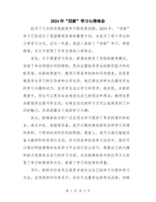 2024年“四新”学习心得体会