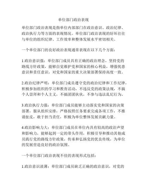 单位部门政治表现