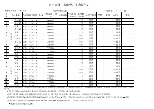 食材采购登记表