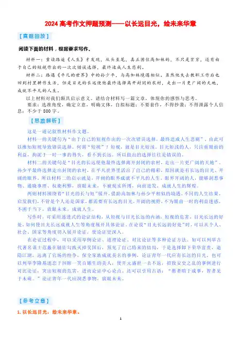 2024高考作文押题预测----以长远目光,绘未来华章