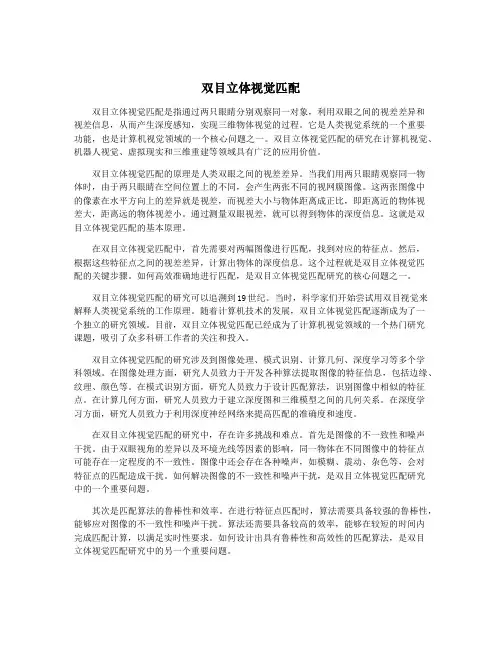 双目立体视觉匹配