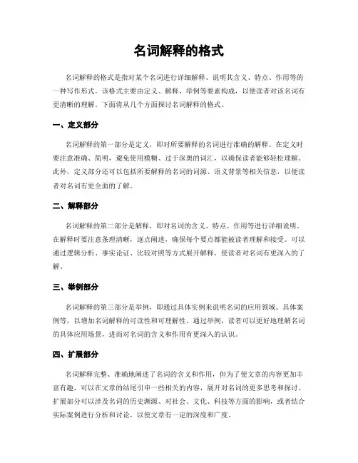 名词解释的格式