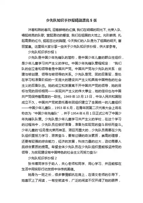 少先队知识手抄报精简漂亮5张