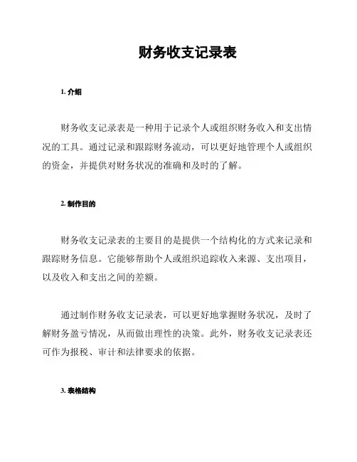 财务收支记录表