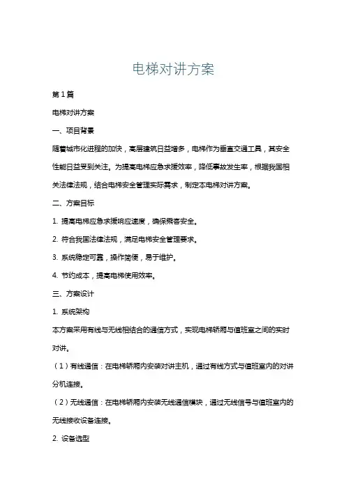 电梯对讲方案