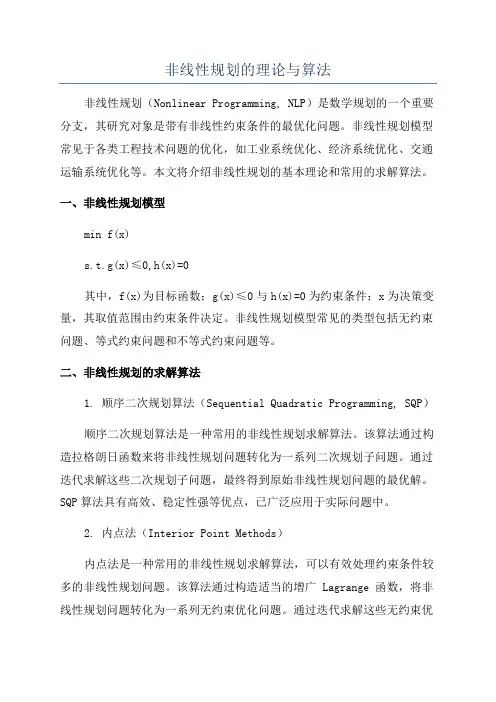 非线性规划的理论与算法