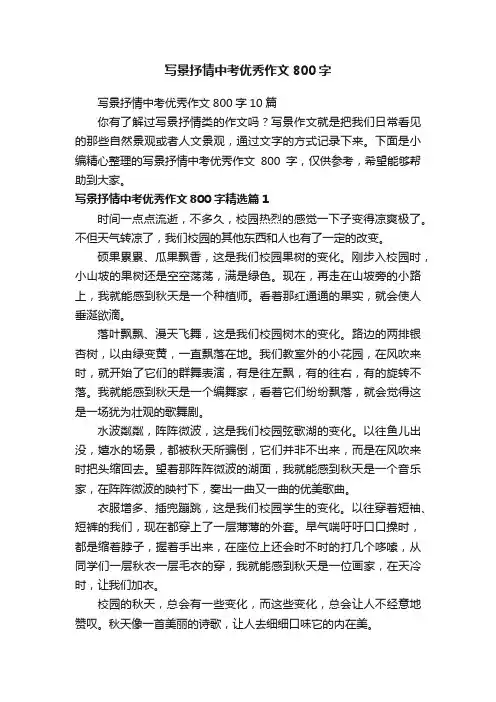 写景抒情中考优秀作文800字