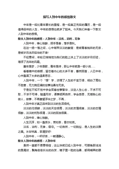 描写人到中年的感悟散文