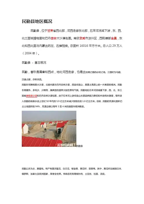 民勤县地区概况分析