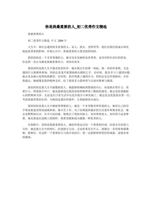 你是我最重要的人_初二优秀作文精选