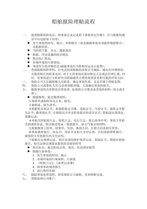 船舶保险理赔流程