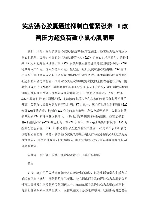芪苈强心胶囊通过抑制血管紧张素Ⅱ改善压力超负荷致小鼠心肌肥厚