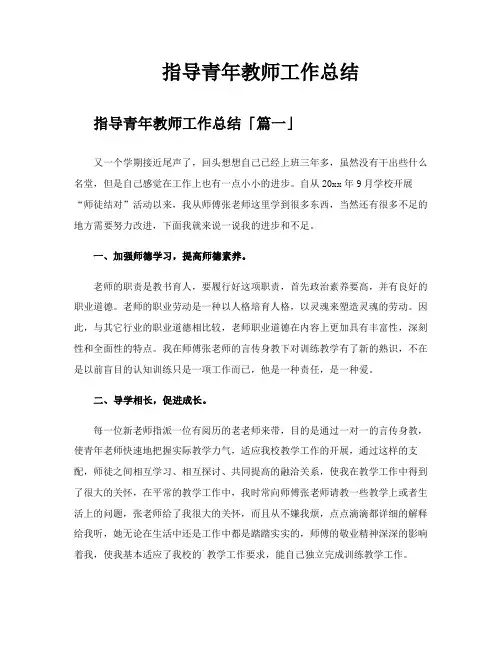 指导青年教师工作总结