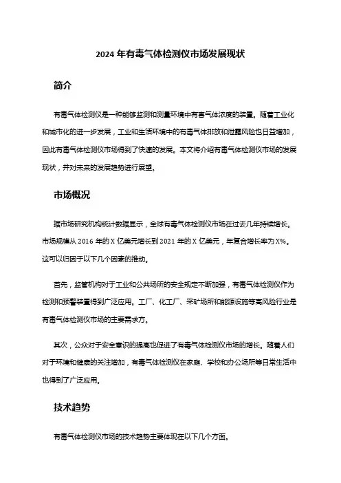 2024年有毒气体检测仪市场发展现状