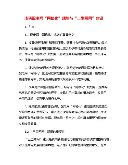 浅谈配电网“网格化”规划与“三型两网”建设