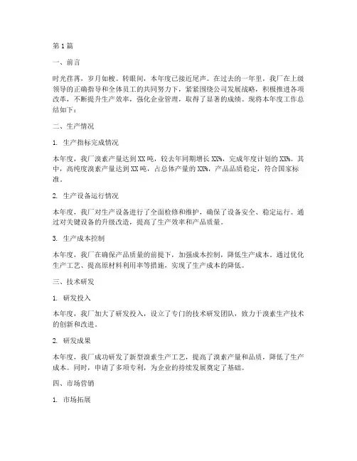 溴素厂年度总结报告范文(3篇)