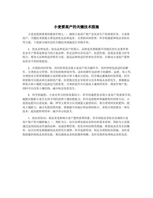 小麦要高产的关键技术措施
