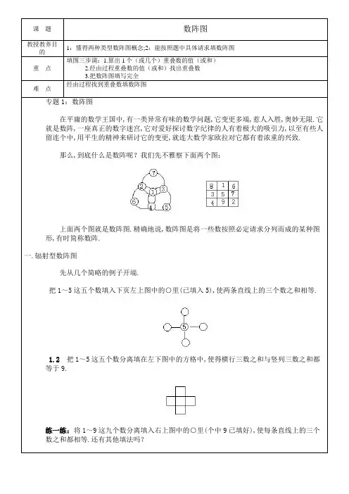 三年级奥数1-数阵图