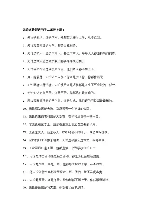 无论还是都造句子二年级上册