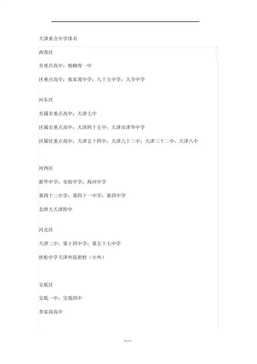 天津重点中学名录