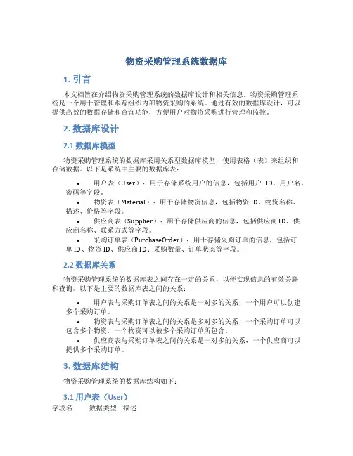 物资采购管理系统数据库