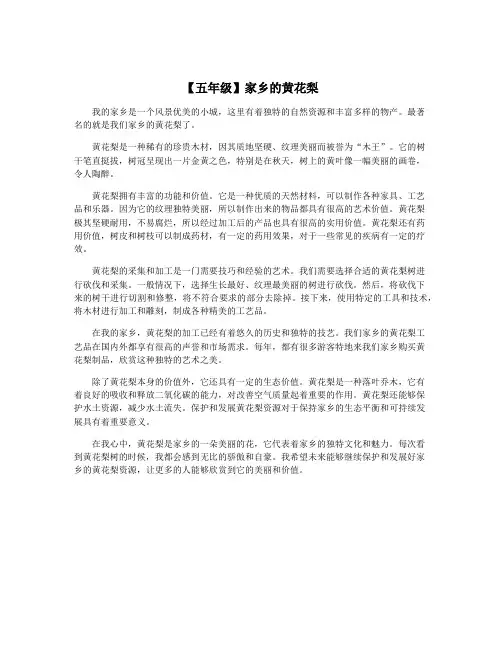 【五年级】家乡的黄花梨