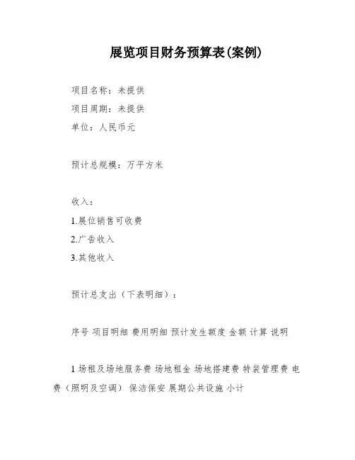 展览项目财务预算表(案例)