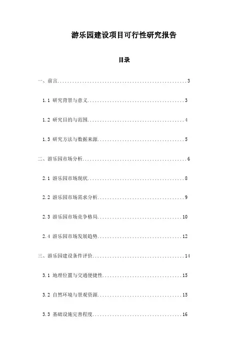 游乐园建设项目可行性研究报告
